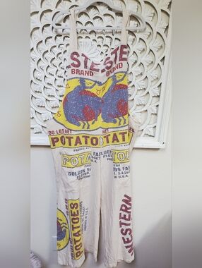 Jaded Gypsy Market Fresh Overalls Western Potato Floursack Overall Size L/XL NWT